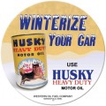 Vintage-Retro Husky Motor Oil Round Metal-Tin Sign