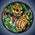 Vintage-Retro  Tattoo Skull Lighted Wall Clock