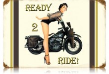 Vintage-Retro Ready to Ride Metal-Tin Sign