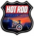 Vintage-Retro Hot Rod Spoken Here Shield Metal-Tin Sign