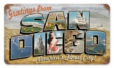 Vintage-Retro San Diego Postcard Metal-Tin Sign