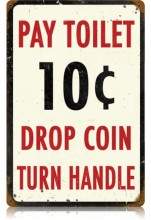 Vintage-Retro Pay Toilet Metal-Tin Sign