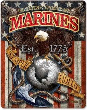 Vintage-Retro USMC Eagle Metal-Tin Sign