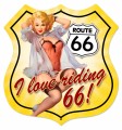 Vintage-Retro Route 66 Pinup Shield Metal-Tin Sign 2