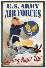 Vintage-Retro Air Force Pinup Metal-Tin Sign