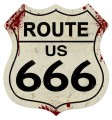 Vintage-Retro Route 666 Shield Metal-Tin Sign LARGE