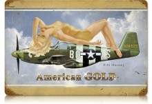 Vintage-Retro American Gold Metal-Tin Sign