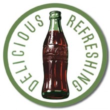 Retro COKE - Round 60's Bottle & Logo Tin Sign