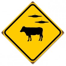 Vintage-Retro Cow UFO Metal-Tin Sign