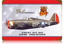 Vintage-Retro P-47 Dog Face Metal-Tin Sign