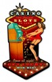 Vintage-Retro Casino Pinup Custom Shape Metal-Tin Sign