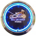 Retro MOTORCYCLE RIDE EM HARD STURGIS NEON CLOCK 15 x 15 Inches