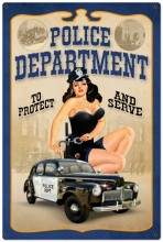 Vintage-Retro Police Department Pinup Metal-Tin Sign