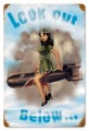 Vintage-Retro Look Out Below Metal-Tin Sign