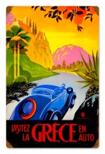 Vintage-Retro Greece Auto Travel LARGE Metal-Tin Sign
