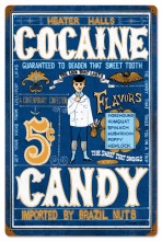 Retro Cocaine Flavors Candy Tin Sign