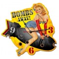 Vintage-Retro Bombs Away Custom Shape Metal-Tin Sign