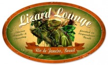 Vintage-Retro Lizard Lounge Oval Metal-Tin Sign