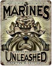Vintage-Retro USMC Unleashed Metal-Tin Sign