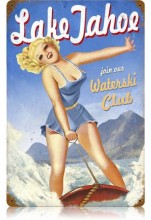 Vintage-Retro Lake Tahoe PinUp Metal-Tin Sign