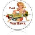 Vintage-Retro P-40 Warhawk Round Metal-Tin Sign