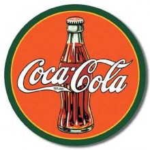 Vintage COKE - Round 30's Bottle & Logo Tin Sign