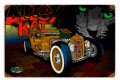 Vintage Rat Rod Alley Cat 12 x 18 inches Tin Sign