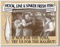 Vintage Stooges Fresh Fish Tin Sign