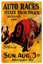 Vintage Auto Races Milwaukee 24 x 16 inches Tin Sign