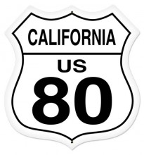 Vintage-Retro California Route 80 Shield Metal-Tin Sign