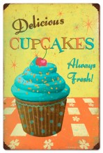 Retro Cupcake Delicious Tin Sign 16 x 24  Inches