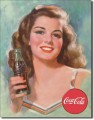 Vintage COKE - Beautiful Brunette Metal Sign