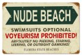 Vintage-Retro Nude Beach Metal-Tin Sign LARGE