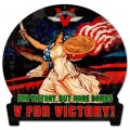 Vintage-Retro V for Victory Round Banner Metal-Tin Sign