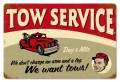 Vintage-Retro Tow Service Metal-Tin Sign LARGE