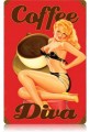 Vintage-Retro Coffee Diva Metal-Tin Sign