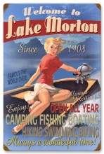 Vintage-Retro Welcome to Lake Metal-Tin Sign - Personalized
