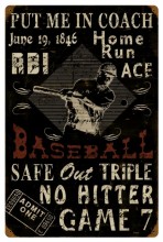 Vintage  Baseball Metal Sign