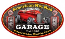 Vintage-Retro American Hot Rod Oval Metal-Tin Sign