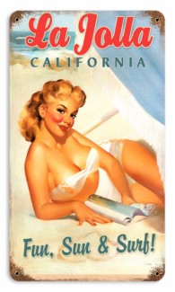 Vintage-Retro La Jolla Pinup Metal-Tin Sign
