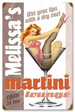 Vintage-Retro Martini Lounge Metal-Tin Sign - Personalized
