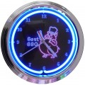 Retro BBQ PIG NEON CLOCK 15 x 15 Inches
