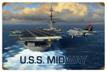 Vintage USS Midway 24 x 16 Inches Metal Sign