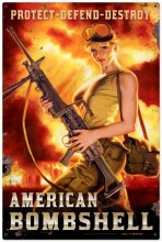 Vintage-Retro American Bombshell Metal-Tin Sign LARGE