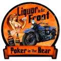 Vintage-Retro Liquor Up Front Round Banner Metal-Tin Sign