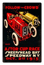 Vintage Follow The Crowd 12 x 18 inches Tin Sign