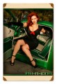 Vintage-Retro Green Car Pinup Metal-Tin Sign