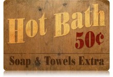 Vintage-Retro Hot Bath Metal-Tin Sign LARGE