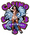 Vintage-Retro Casino Pinup Clock Custom Shape Metal-Tin Sign