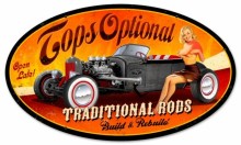 Vintage-Retro Tops Optional Oval Metal-Tin Sign
